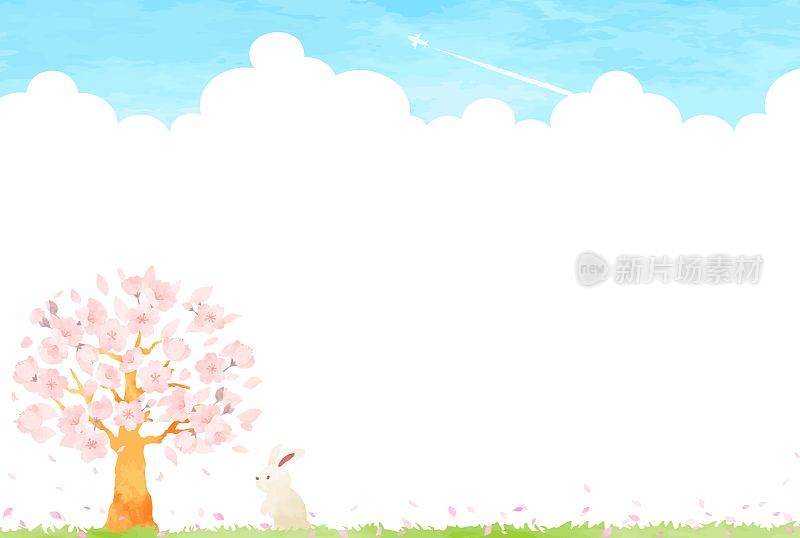 simple　spring　scenery　background　illustration